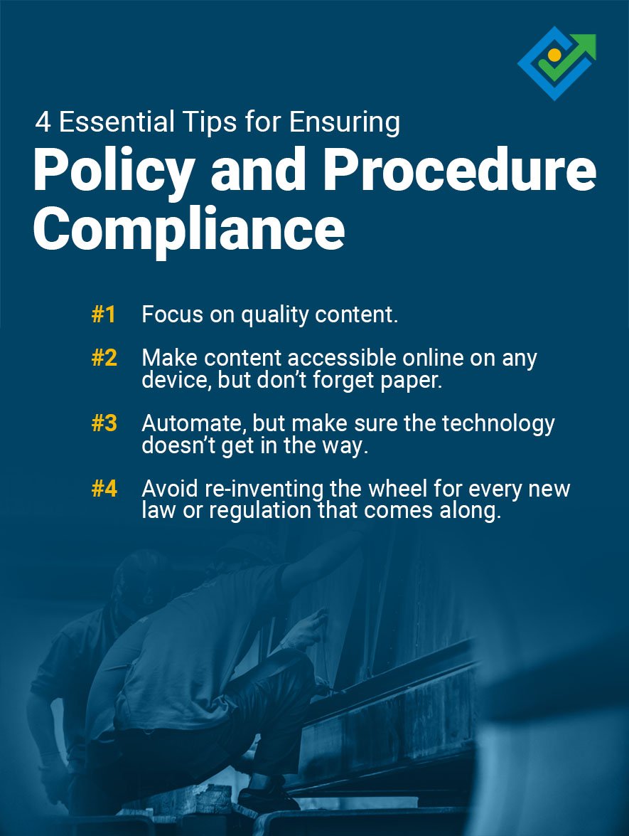 4 Essential Tips for Ensuring Policy and Procedure Compliance blog graphic