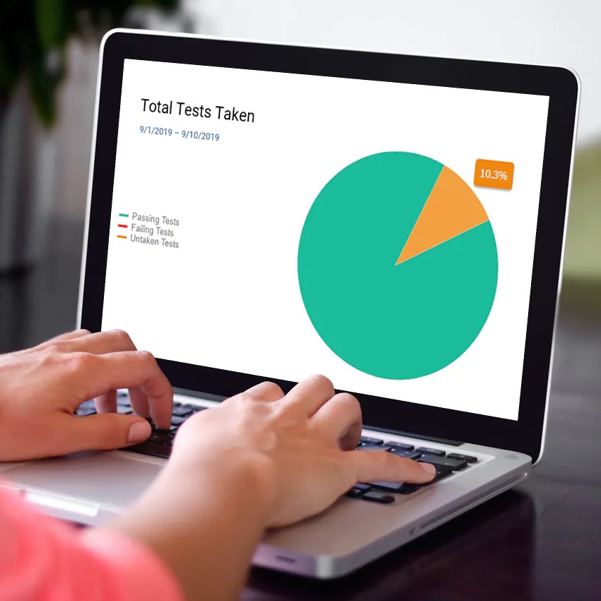 image of total tests taken dashboard on laptop