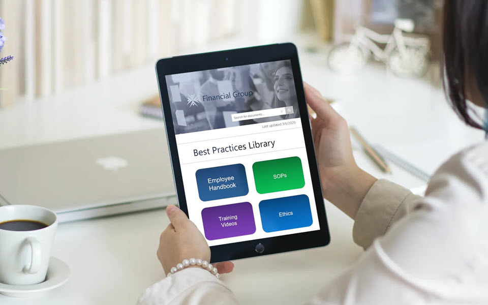 Best Practices library on a tablet